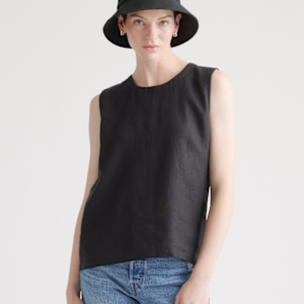 Quince 100% European Linen Tank - XS Black
